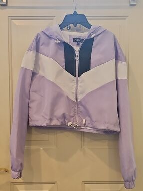 rue21 Lavender and White Colorblock Hooded Jacket with Black Accent